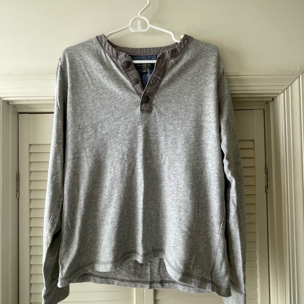 LL Bean Men’s Long Sleeve Gray Shirt - Slim Fit Medium - Excellent Condition